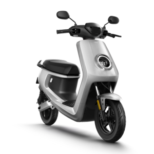NIU MQi+ Sport Snorscooter in zilver met rode streep 25km uitvoering (M+ Sport)